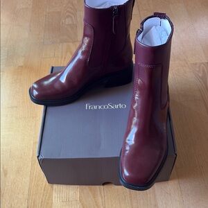 NWT Franco Sarto Dark Red Ankle Boots 8.5M